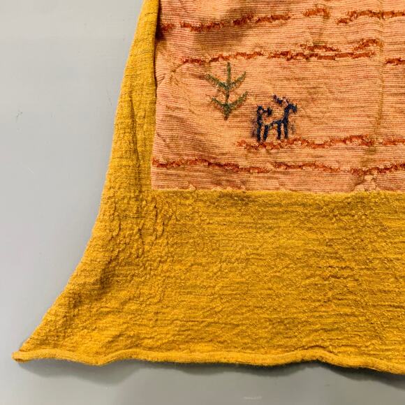 KAPITAL Orange Multi Color Trees Squares Oversized Wool Scarf - Picture 3 of 6